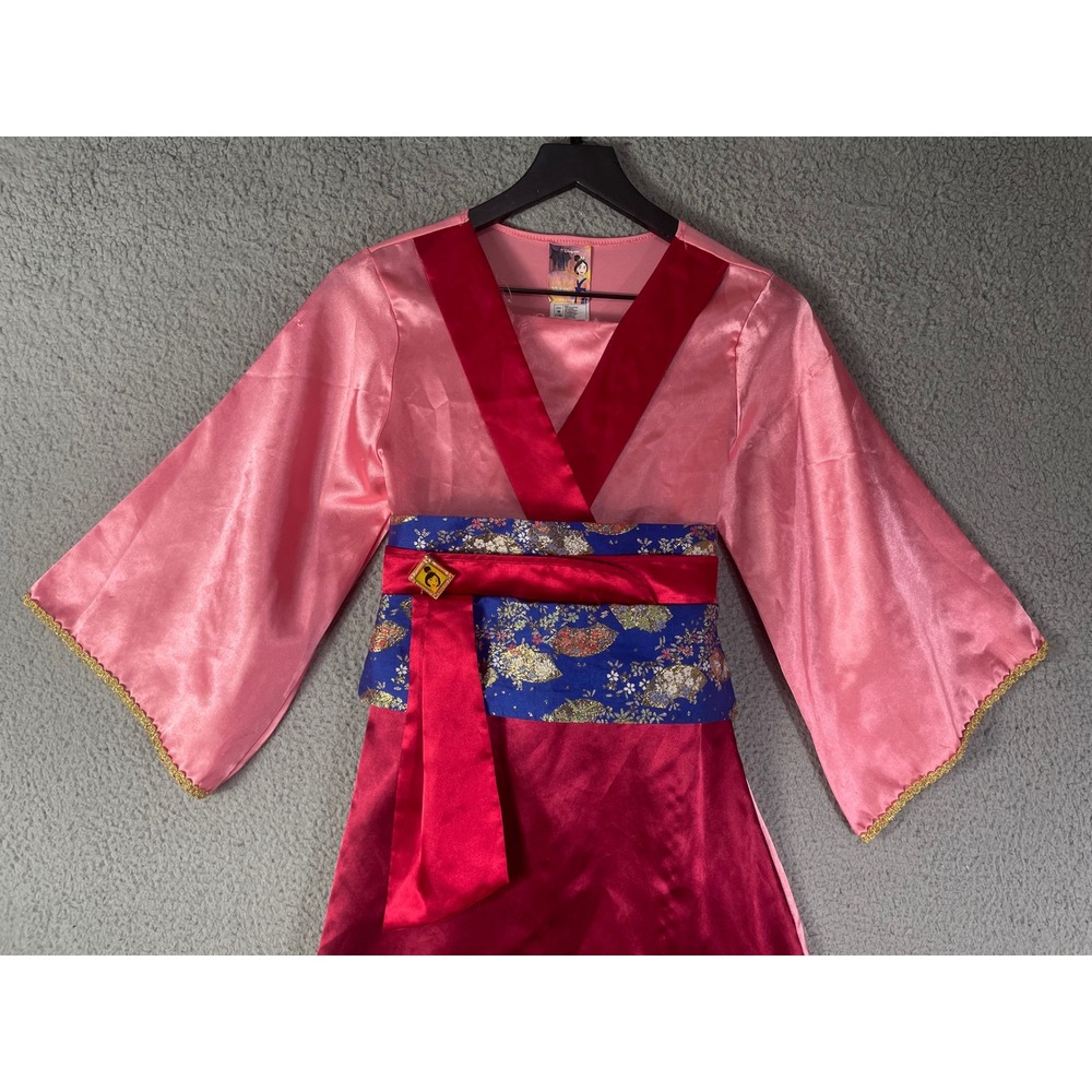 Disney Store Mulan Costume Dress Girls M 7/8 Pink Blue Princess Halloween Outfit - Picture 9 of 13